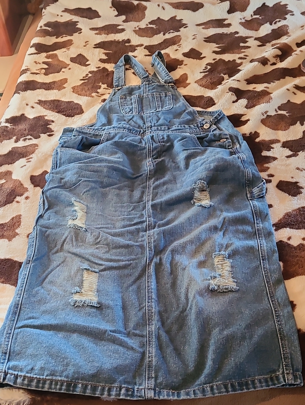 Women’s Distressed Denim Midi Dress - Blue